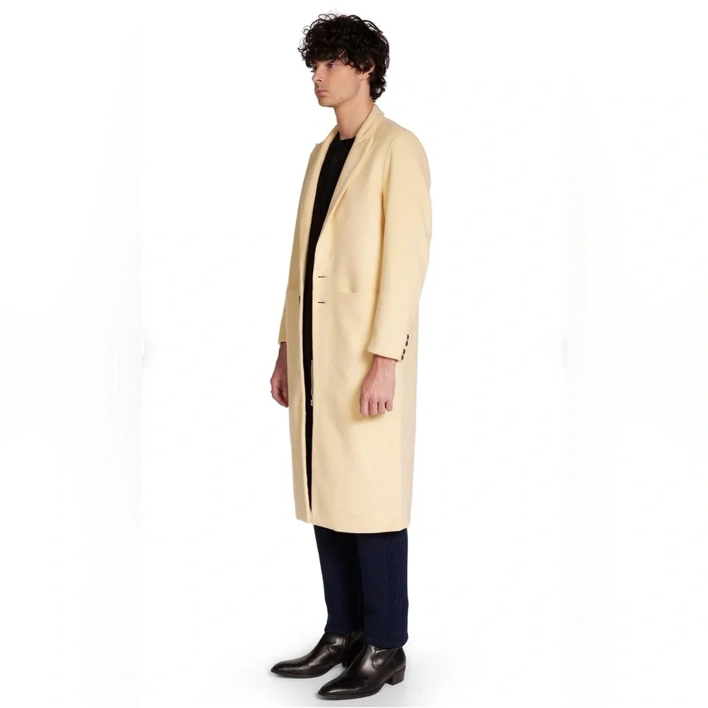 LES TIEN Black Label Cashmere Car Unisex Coat in Canary - Picture 3 of 16